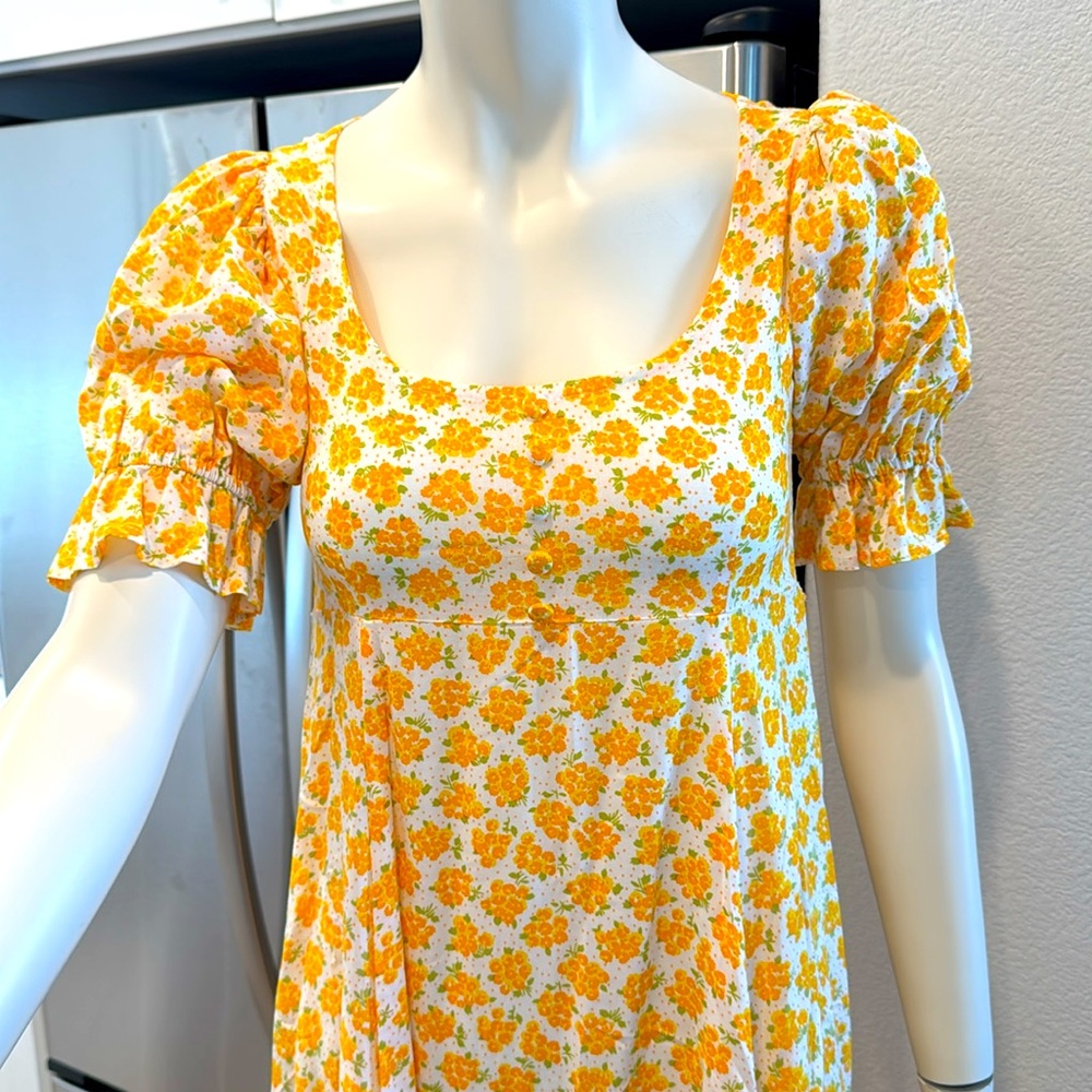 Faithfull the Brand Yellow Puff Sleeve Sundress Women’s 2